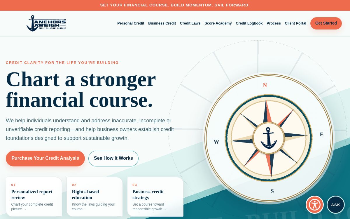 Anchors Aweigh Credit Solutions website preview
