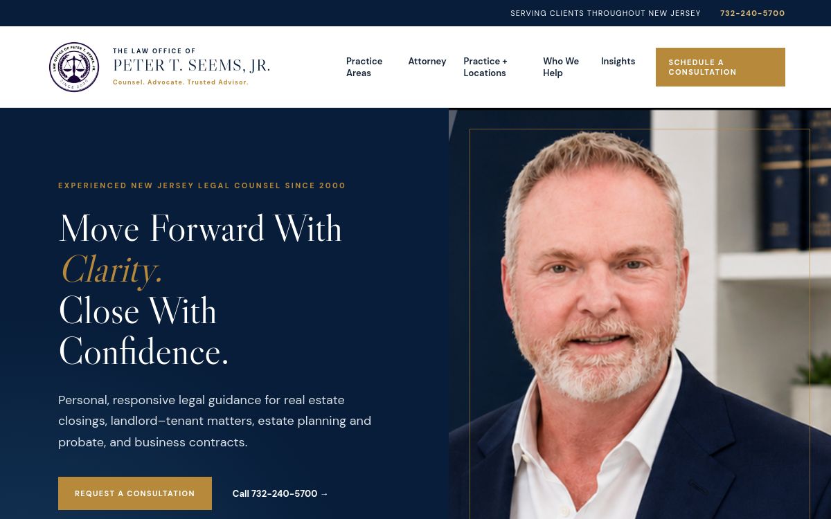The Law Office of Peter T. Seems, Jr. website preview